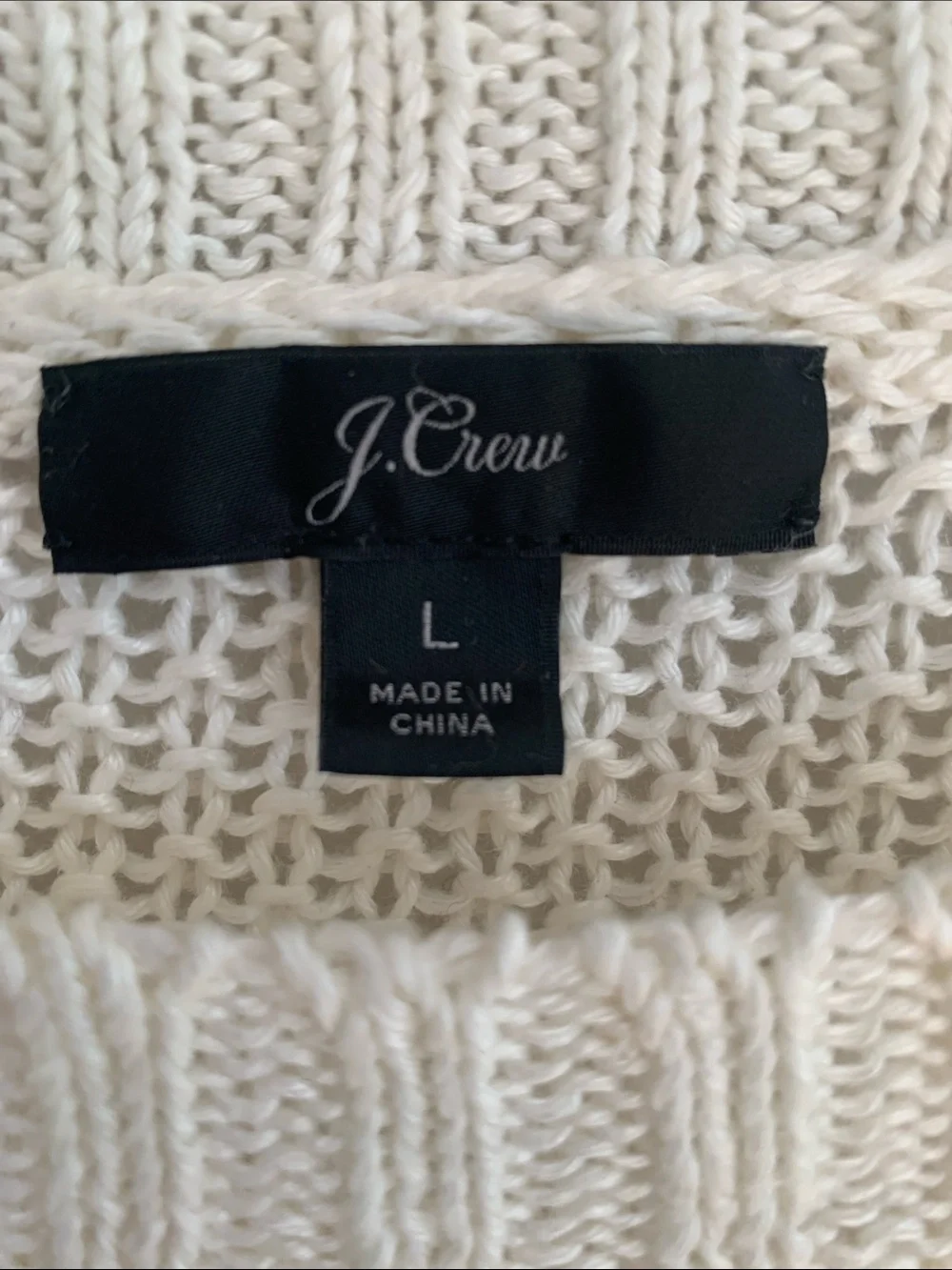 J. Crew Linen Crew Neck Beach Sweater Cream Size Large L5934 Semi Sheer Coastal
